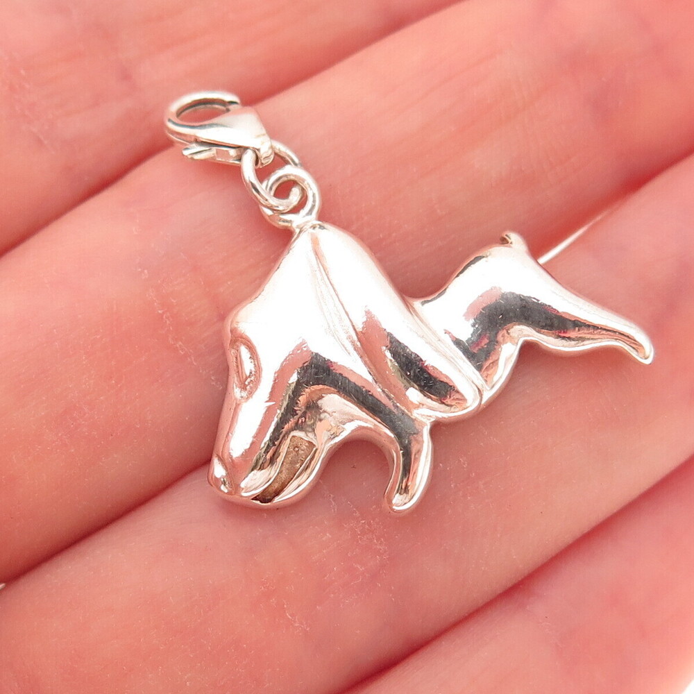 925 Sterling Silver Vintage Dog Lobster Lock Clasp Charm Pendant